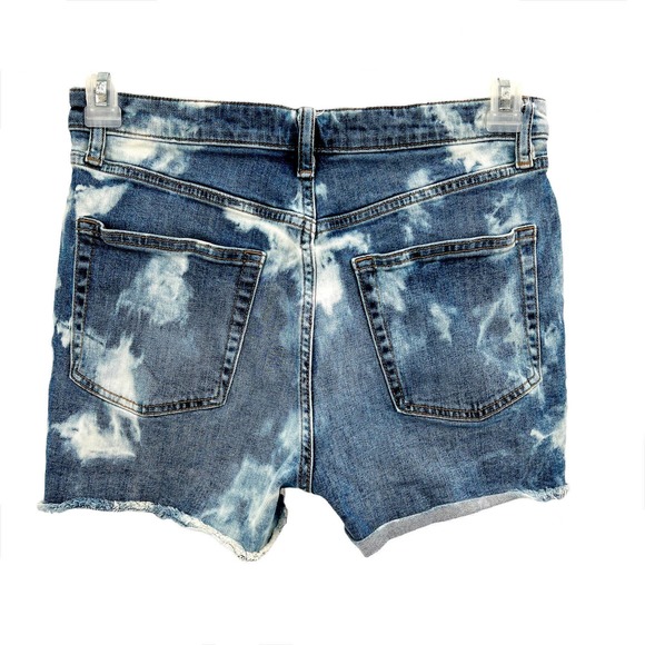 Uniqlo Custom Bleach Tie Dye Denim High Rise Jean Shorts - Picture 2 of 5